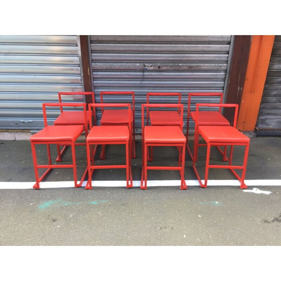Image 1 of Set of 8 vintage chairs red 1980s