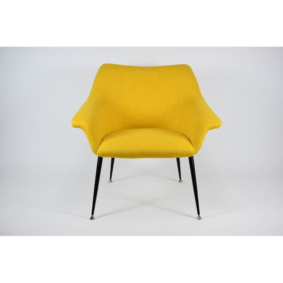Image 1 of Vintage Soviet armchair Shell in yellow fabric 1960s 