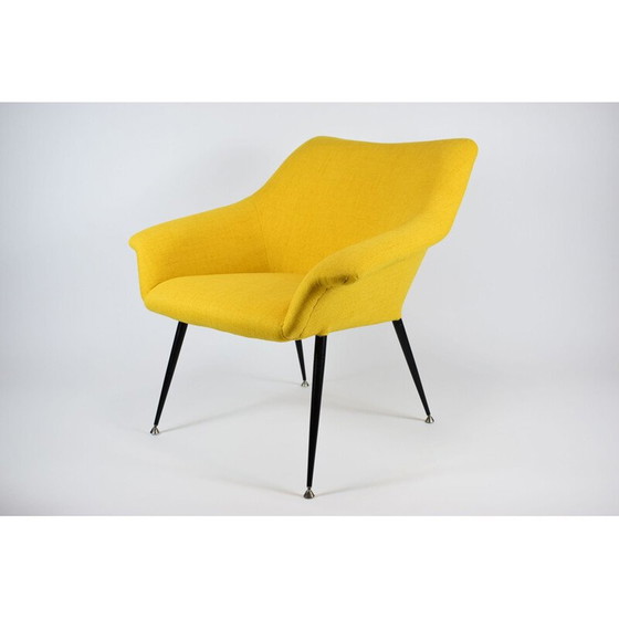 Image 1 of Vintage Soviet armchair Shell in yellow fabric 1960s 