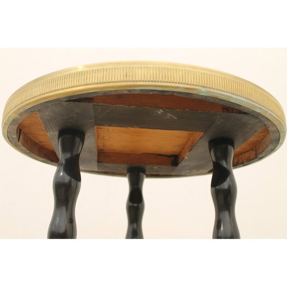 Image 1 of Vintage Art Deco wood and brass round side table, 1930s
