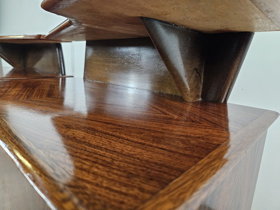 Image 1 of 60S Design Bedside Tables In Mahogany And Brass