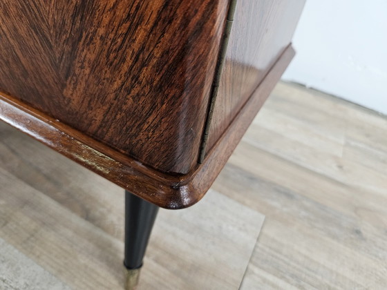 Image 1 of 60S Design Bedside Tables In Mahogany And Brass