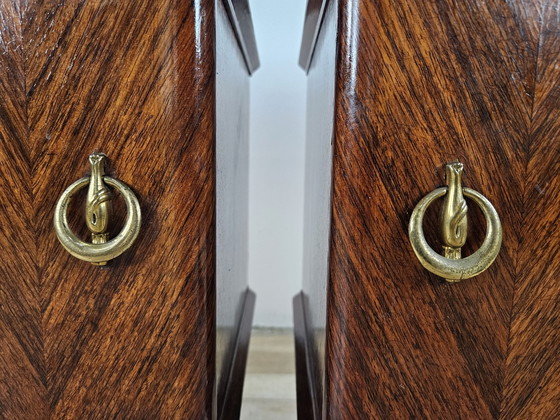 Image 1 of 60S Design Bedside Tables In Mahogany And Brass