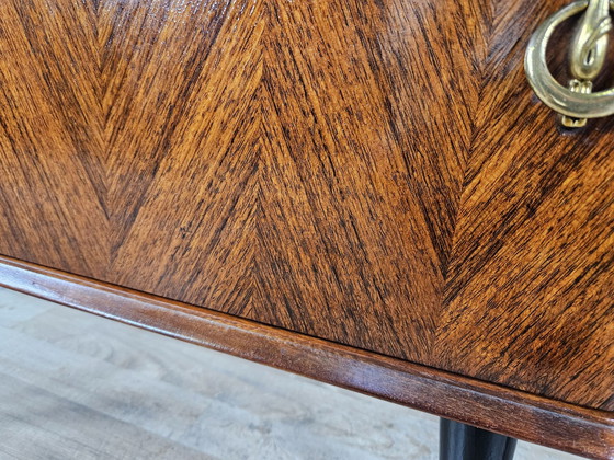 Image 1 of 60S Design Bedside Tables In Mahogany And Brass