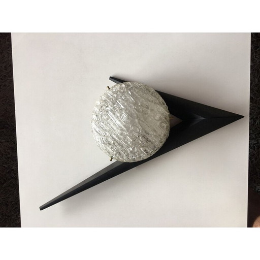 Vintage wall lamp in wood, metal and glass, France 1950