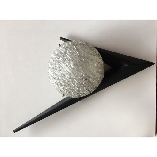 Vintage wall lamp in wood, metal and glass, France 1950