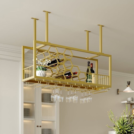 Hanging Brass Wine Rack