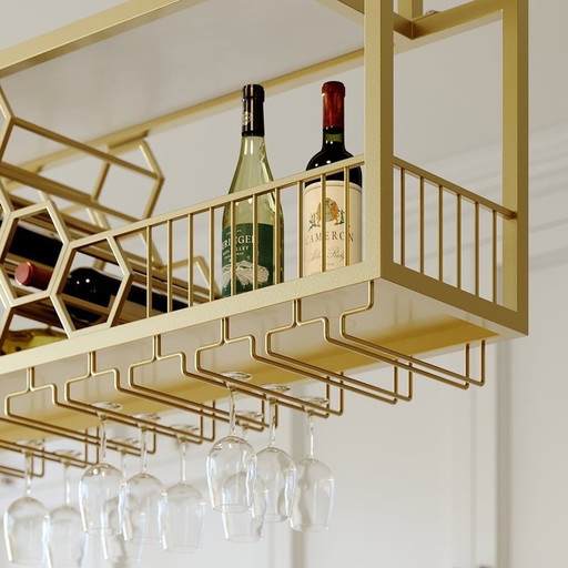 Hanging Brass Wine Rack