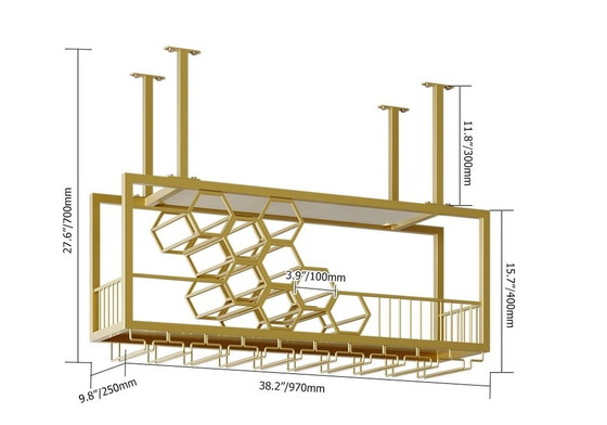 Image 1 of Hanging Brass Wine Rack