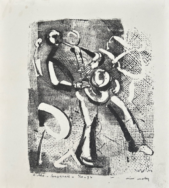 Image 1 of Lithographie Wim Motz - saxophone ténor