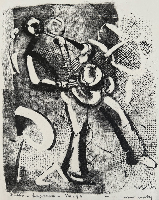 Image 1 of Lithographie Wim Motz - saxophone ténor