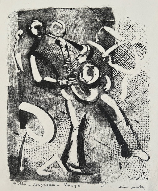 Lithographie Wim Motz - saxophone ténor