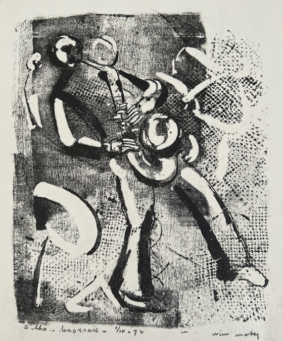 Image 1 of Lithographie Wim Motz - saxophone ténor