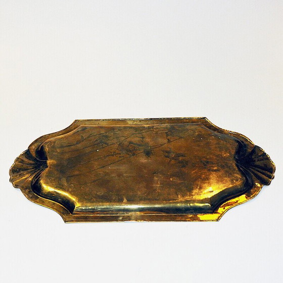 Image 1 of Vintage oval brass tray by Lars Holmström, Sweden 1950