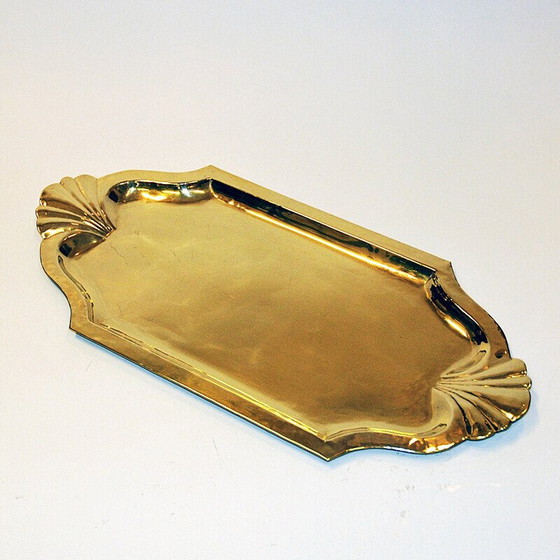 Image 1 of Vintage oval brass tray by Lars Holmström, Sweden 1950