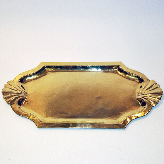 Image 1 of Vintage oval brass tray by Lars Holmström, Sweden 1950