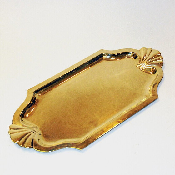 Image 1 of Vintage oval brass tray by Lars Holmström, Sweden 1950