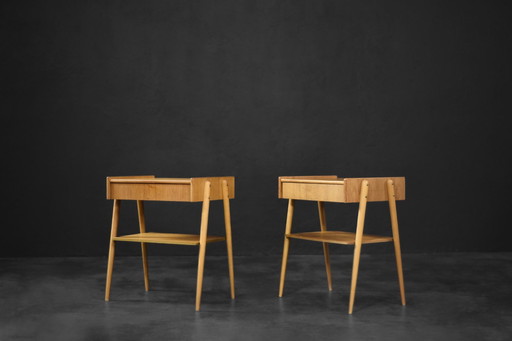 Vintage Mid-Century Scandinavian Modern Teak Nightstands From Ab Carlstrom & Co Mobelfabrik, 1950S, Set Of 2