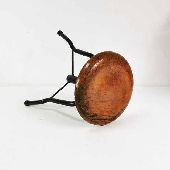 Image 1 of Vintage swivel stool in metal and beech, Poland 1970