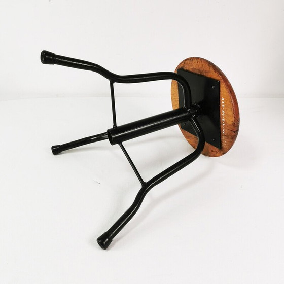 Image 1 of Vintage swivel stool in metal and beech, Poland 1970