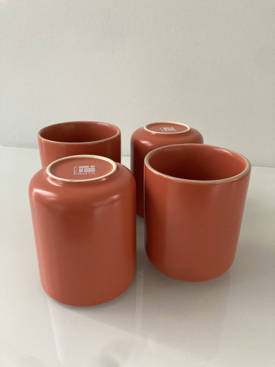 Image 1 of Set Of Four Coral Pink Coffee Mugs