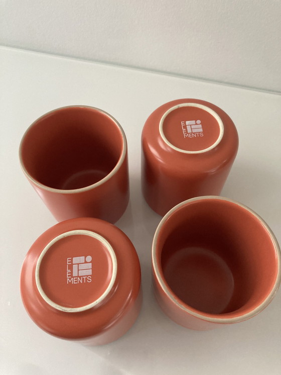 Image 1 of Set Of Four Coral Pink Coffee Mugs