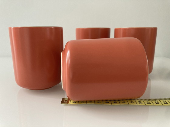 Image 1 of Set Of Four Coral Pink Coffee Mugs