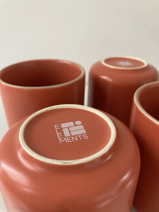 Image 1 of Set Of Four Coral Pink Coffee Mugs