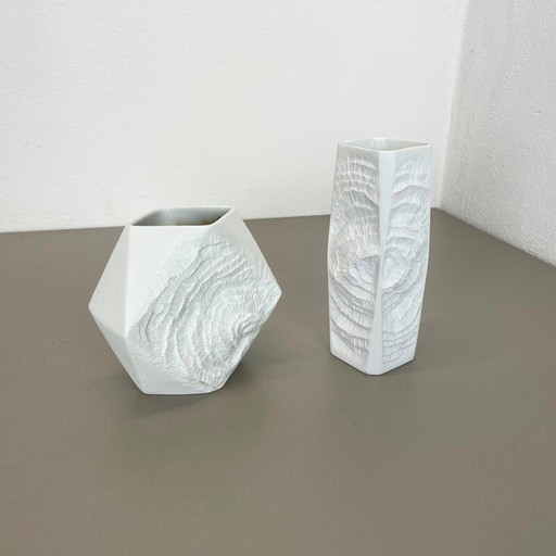 Par de jarrones vintage de porcelana Op Art de Ak Kaiser, Alemania, década de 1970