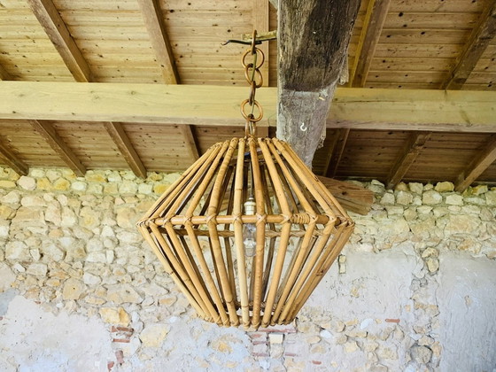 Image 1 of Mid-Century, Bamboo & Rattan Pendant Lamp, 1960’S