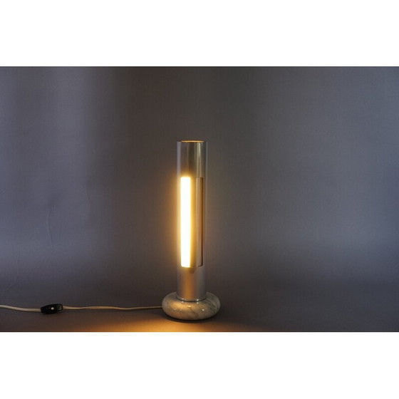 Image 1 of Lampada da comodino vintage Morgana in alluminio e marmo di Enrico Panzieri per Sormani, 1971