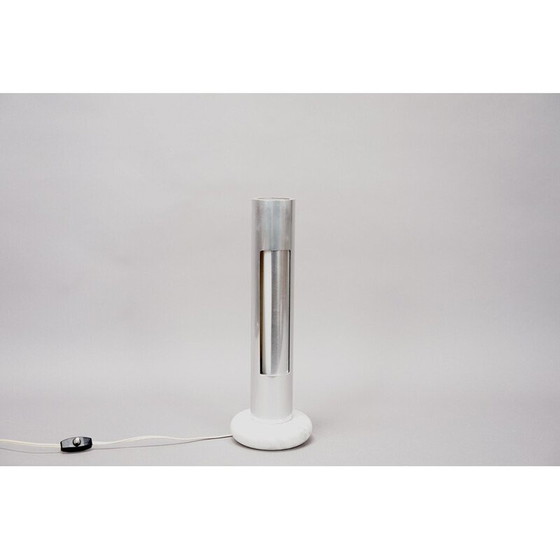 Image 1 of Lampada da comodino vintage Morgana in alluminio e marmo di Enrico Panzieri per Sormani, 1971