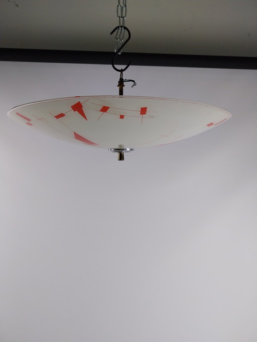 1 X 1960'S Czech Republic Glass Technical Ceiling Light Graphic