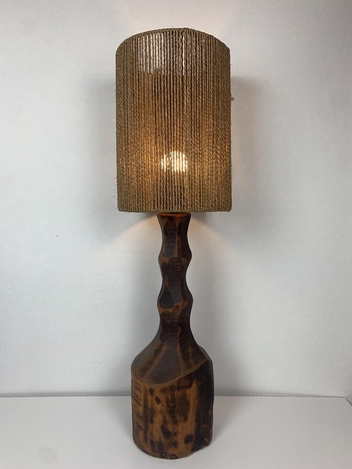 Lampe de table avec abat-jour en sisal, années 1960