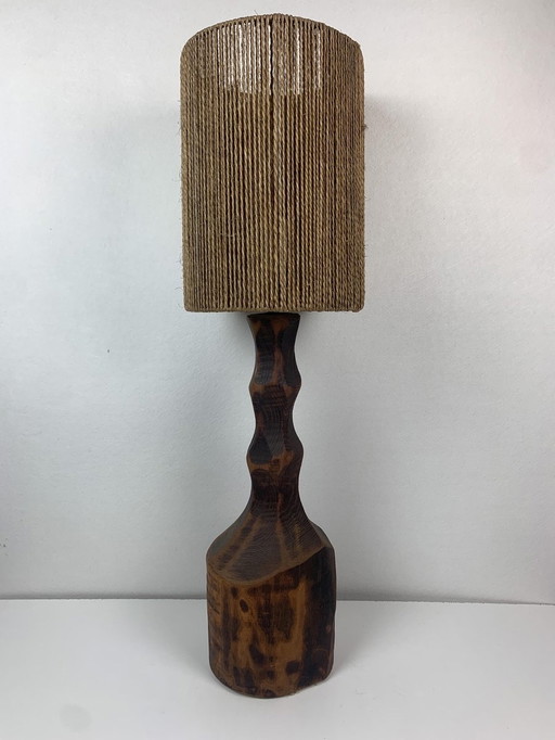 Lampe de table avec abat-jour en sisal, années 1960