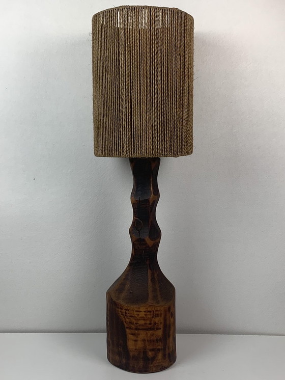 Image 1 of Lampe de table avec abat-jour en sisal, années 1960