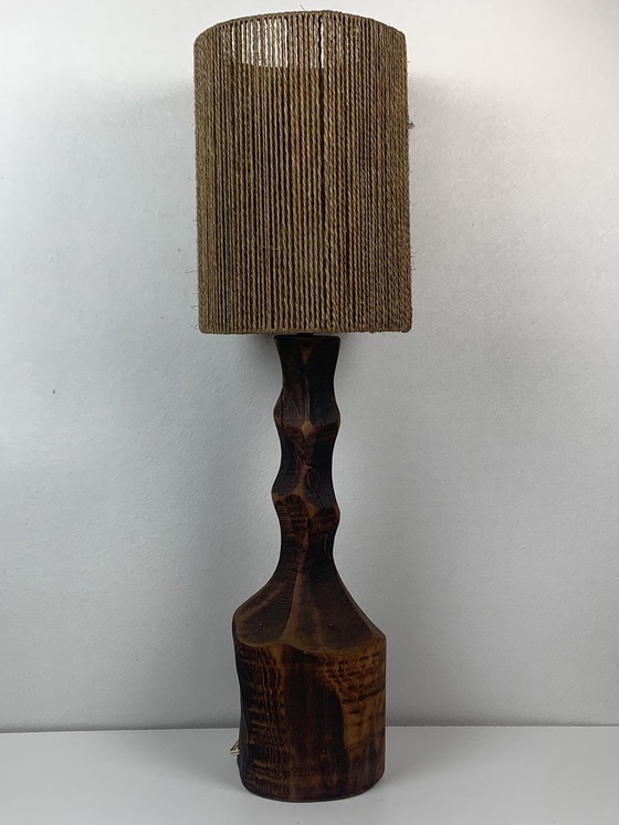 Image 1 of Lampe de table avec abat-jour en sisal, années 1960