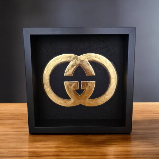 Gucci Logo Gold Plated 23Ct Gold In Frame - Limited Edition