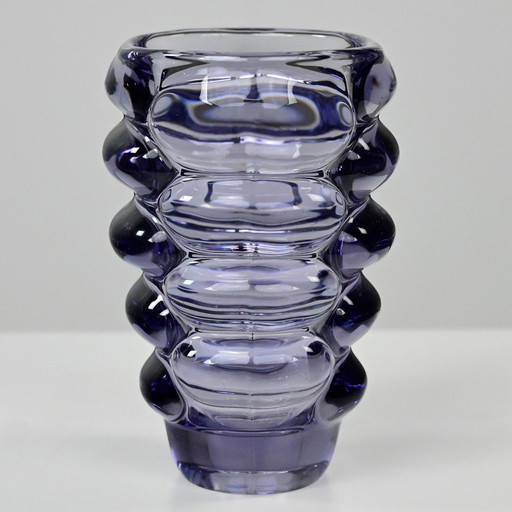 1960’S Violet Bohemian Glass Vase Attributed To Vladislav Urban For Hermanova Hut Sklo Union Czech Republic