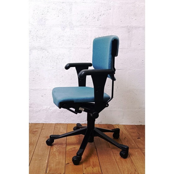 Image 1 of Vintage metal and blue fabric office chair by Albert Stoll for Giroflex