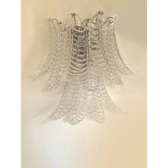 Image 1 of Transparent “Felci” Murano Glass Wall Sconces - A Pair