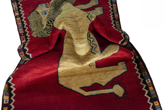 Image 1 of Hand-knotted Gabbeh with lion motif - 178 X 109 Cm