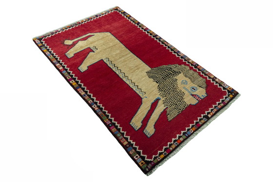 Image 1 of Hand-knotted Gabbeh with lion motif - 178 X 109 Cm