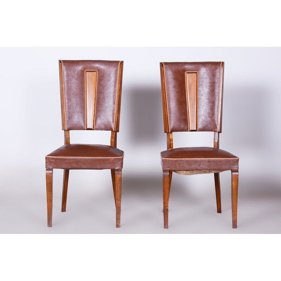 Image 1 of Pair of vintage Art Deco beech chairs by Jules Leleu, France 1920