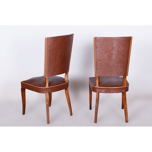 Pair of vintage Art Deco beech chairs by Jules Leleu, France 1920