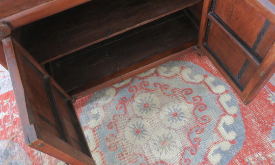 Image 1 of Antique Chinese Boho Painted Cabinet with 2 Doors and 2 Drawers, 1910