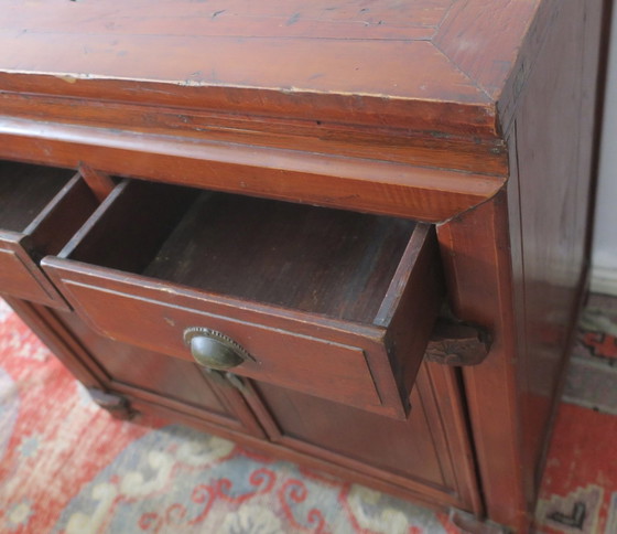 Image 1 of Antique Chinese Boho Painted Cabinet with 2 Doors and 2 Drawers, 1910