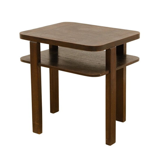 Image 1 of Vintage Art Deco coffee table in beech and walnut wood, Czechoslovakia 1930