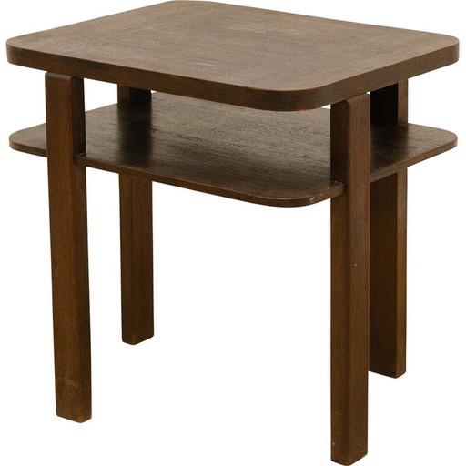 Vintage Art Deco coffee table in beech and walnut wood, Czechoslovakia 1930