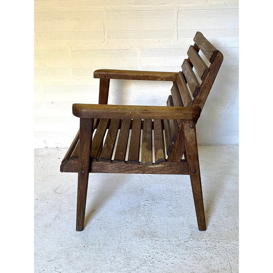 Image 1 of Coppia di poltrone vintage in legno di quercia con doghe, 1950